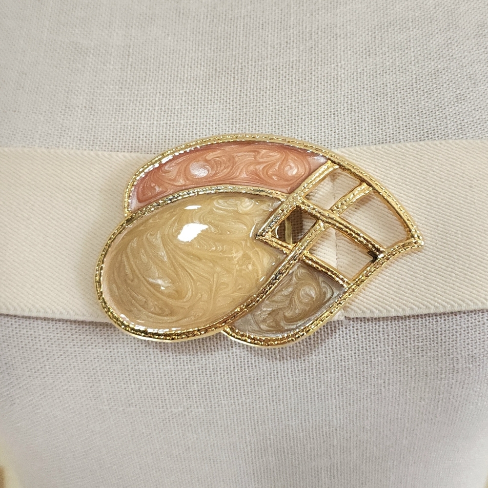 Vintage Day-Lor Belt Wide Elastic Gold Tone Marbled Color Block Buckle 34-43"